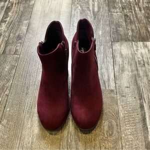 Style & Co. Deep Red Ankle Booties Size 8.5 W